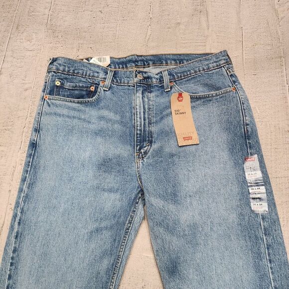 NWT Levi's 510 Mens Skinny Jeans‎ Blue Size 36x34 Ripped Washed Stretch - Picture 3 of 15
